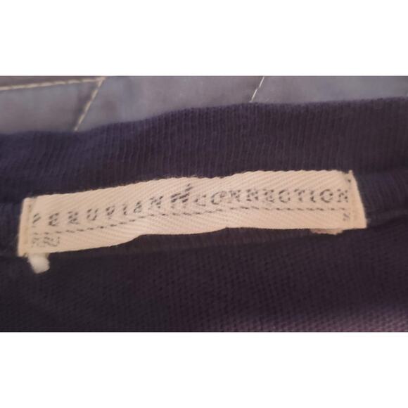 Peruvian Connection Sz M Oversized Blue Thin Cotton Sweater Thumbholes Twist Hem - Picture 4 of 8